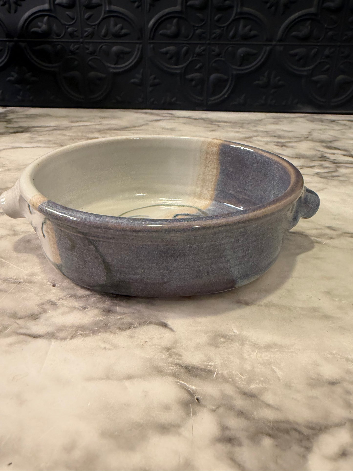 Two ToneOval Pottery Dish Blue