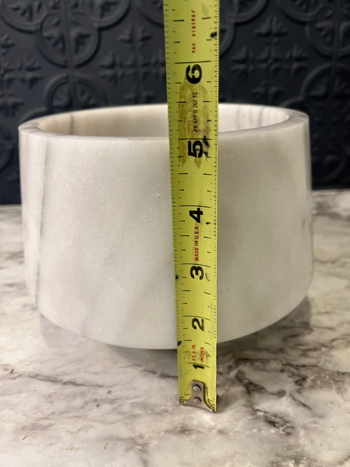White Marble Mod Pedestal Bowl