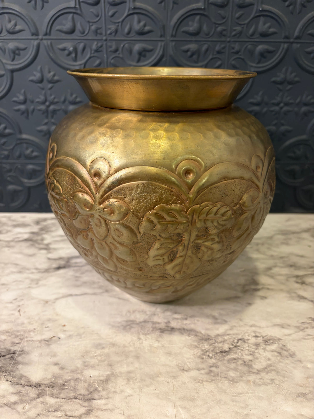 8" Brass Embossed Vase