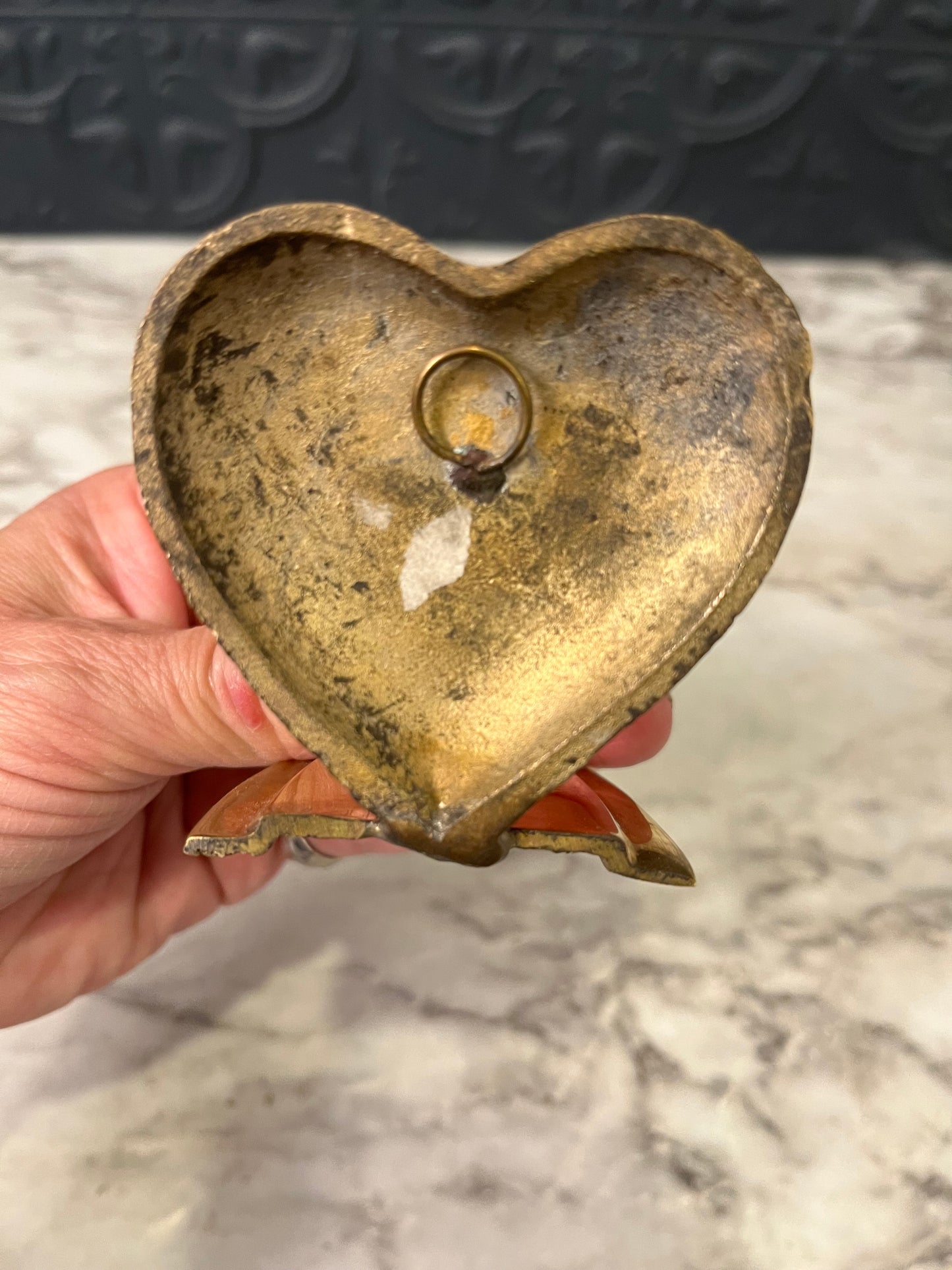 Mini Heart Brass Candle Holder Wall Mount