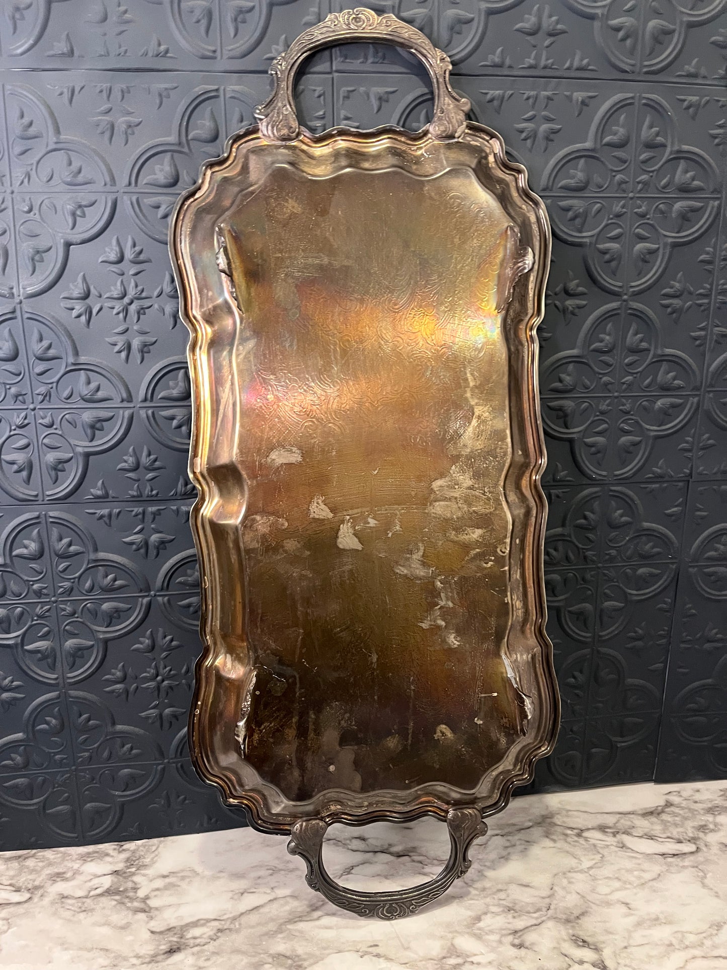 Leonard Silver Silver Plate Handled Rectangle Tray