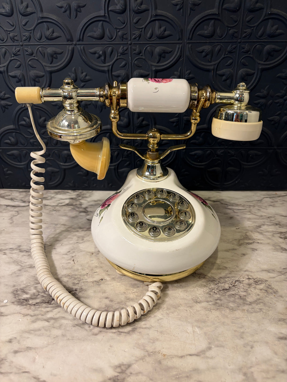 Vintage Rotary Phone French Style with Porcelain