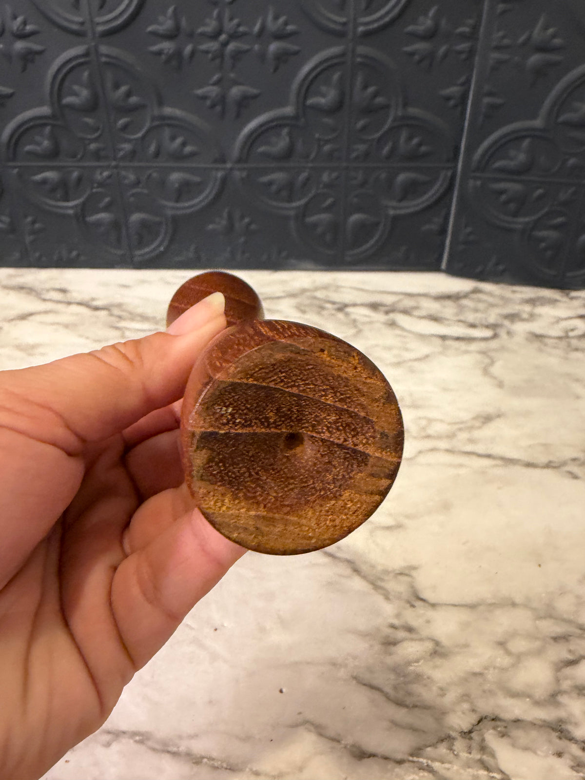 5.25" Wood Mid Century Candle Holder