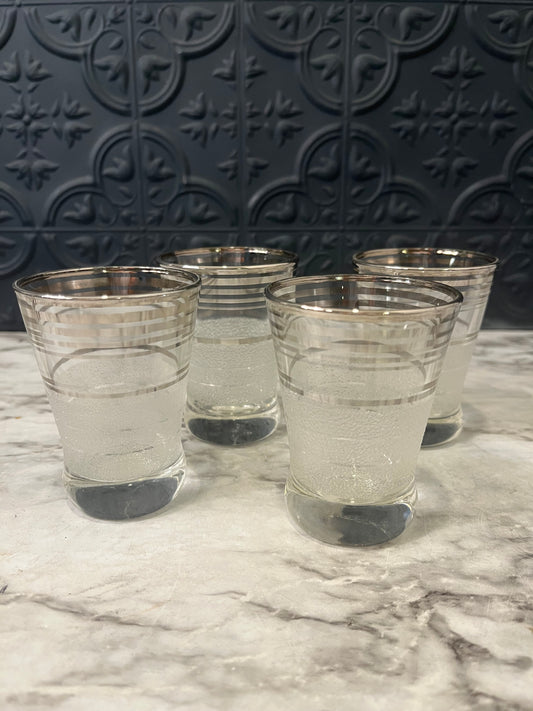 4 MCM Frosted  Shot Glasses West Virginia Glass Co