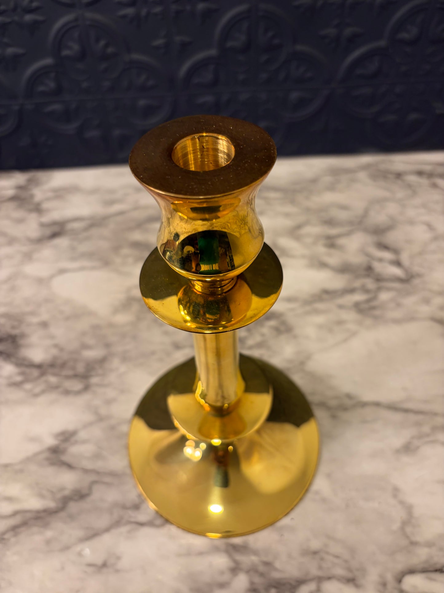8.75 Gold Brass Candle Holder will Bell cup