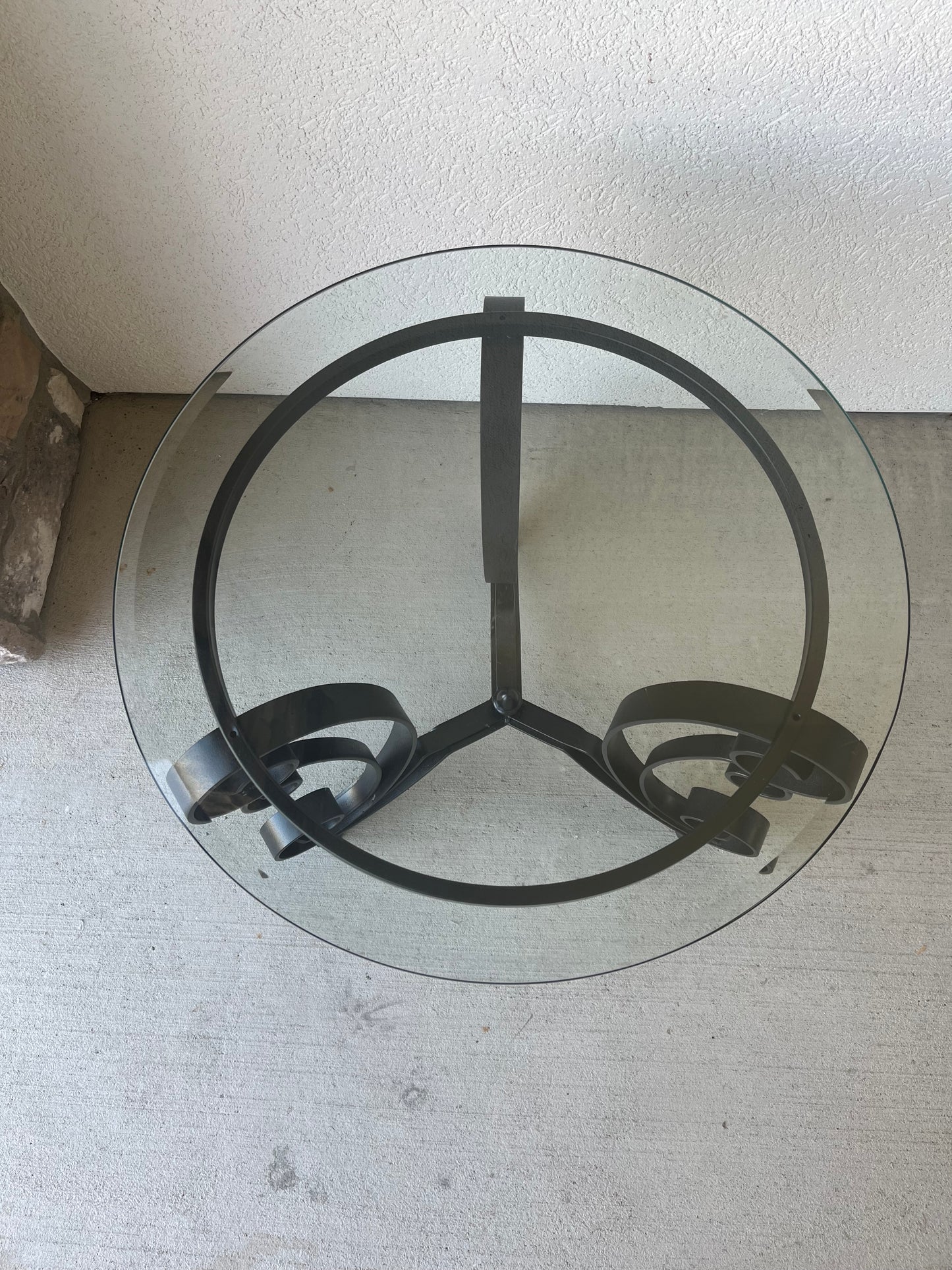 Round Black Metal Table with Glass