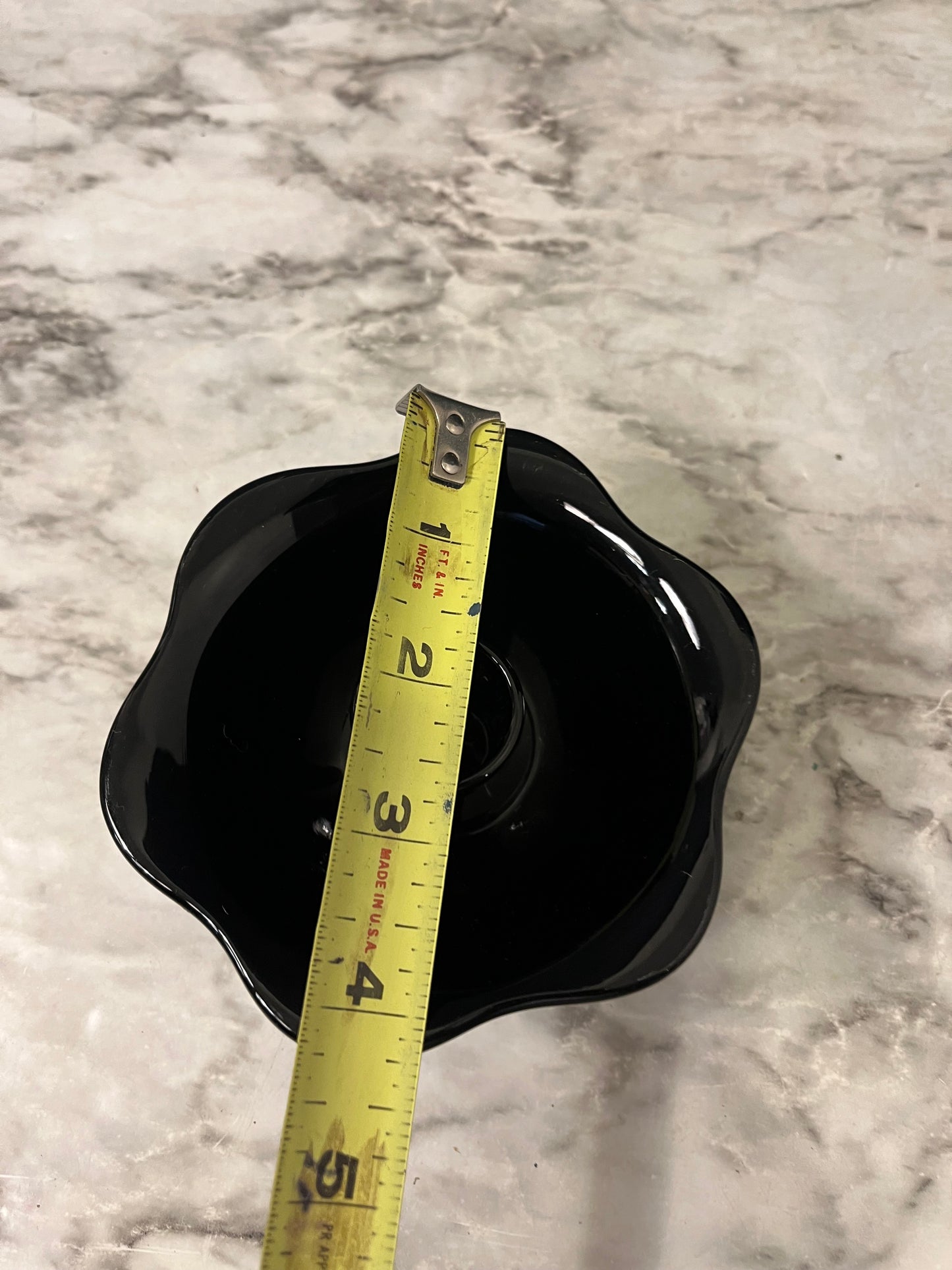 Black Glass Fenton Footed Candle Holder