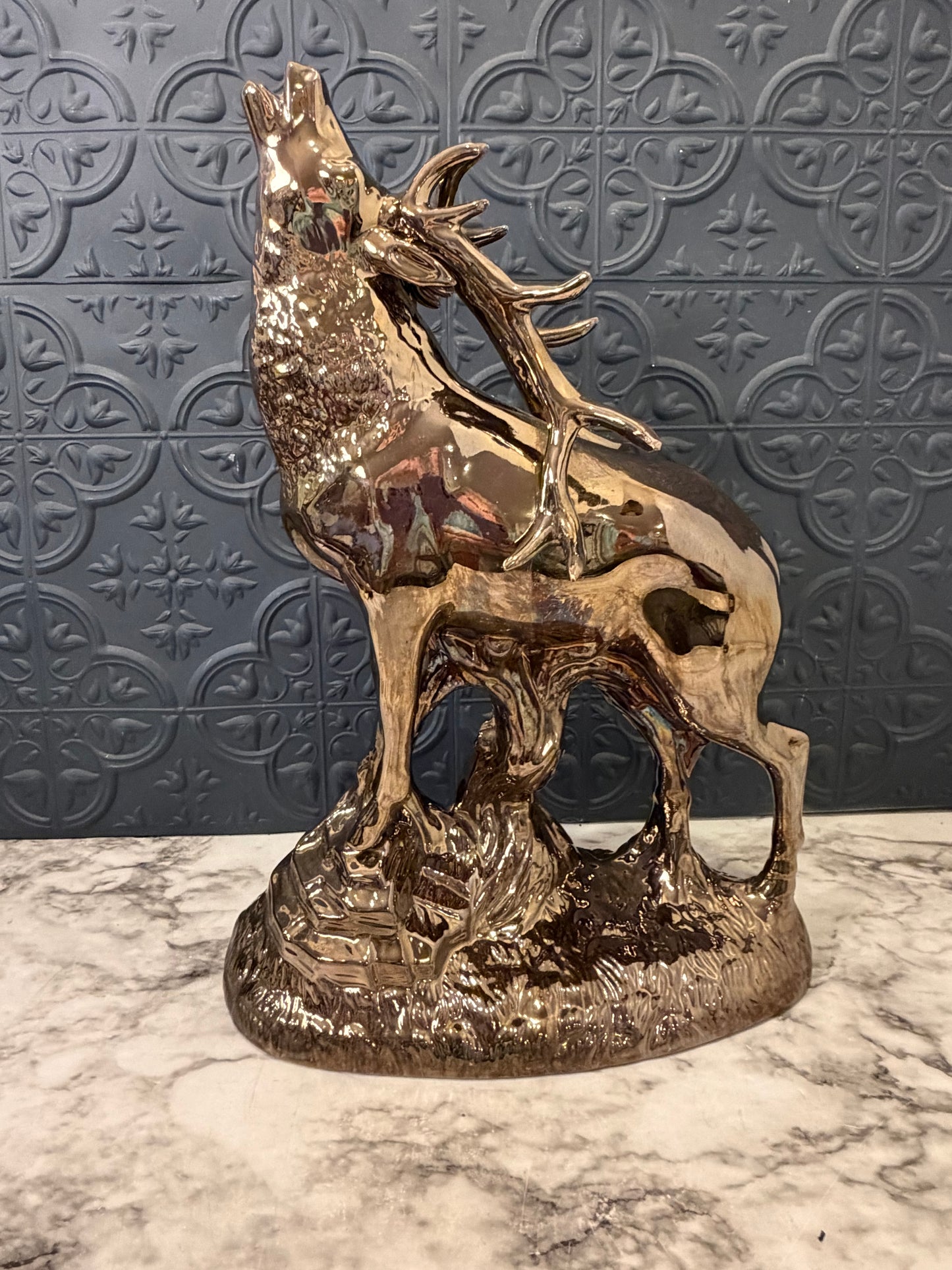 Bronze Glazed Ceramic Elk by Edna