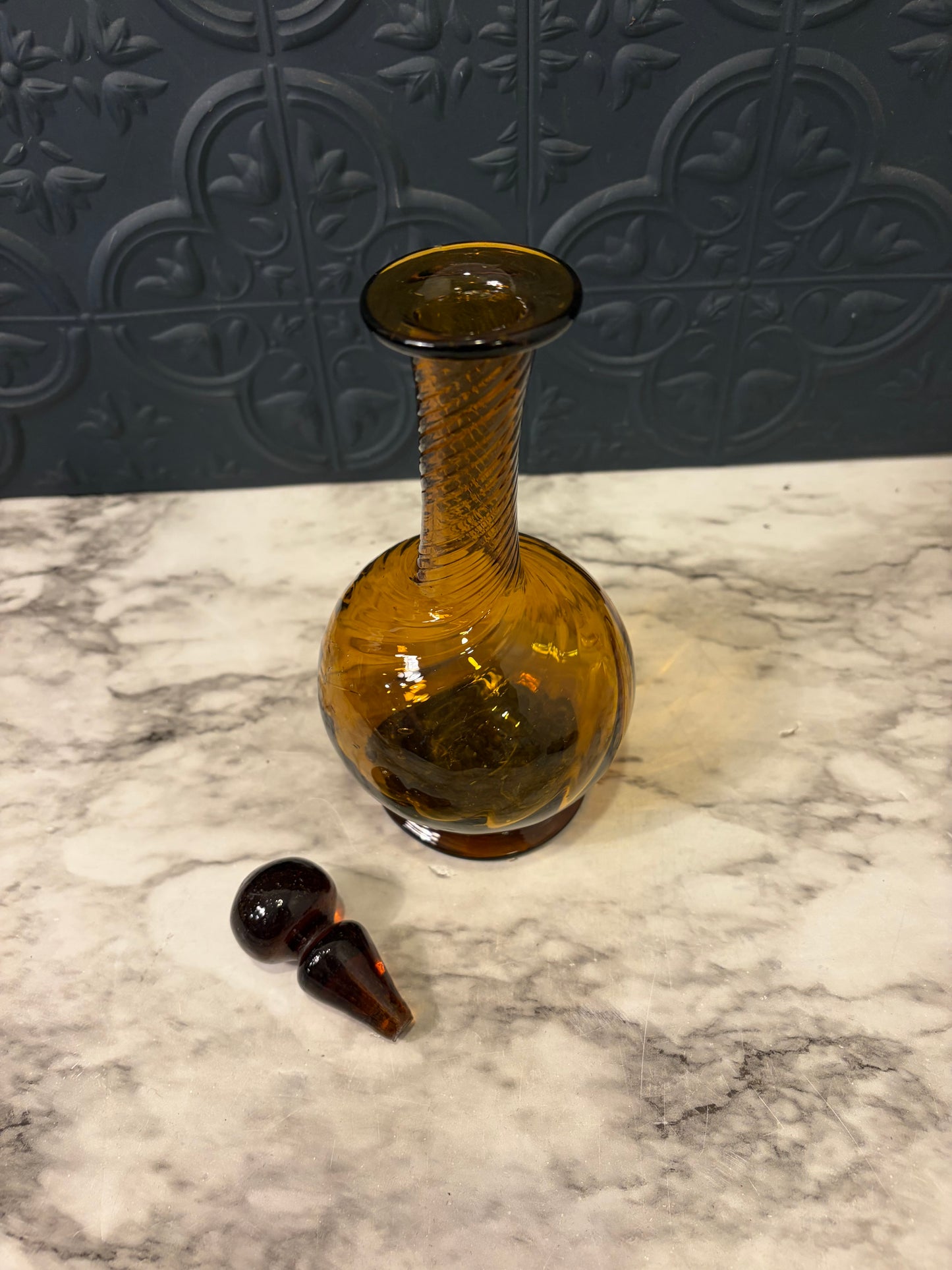 Small Amber Genie Bottle with Stopper