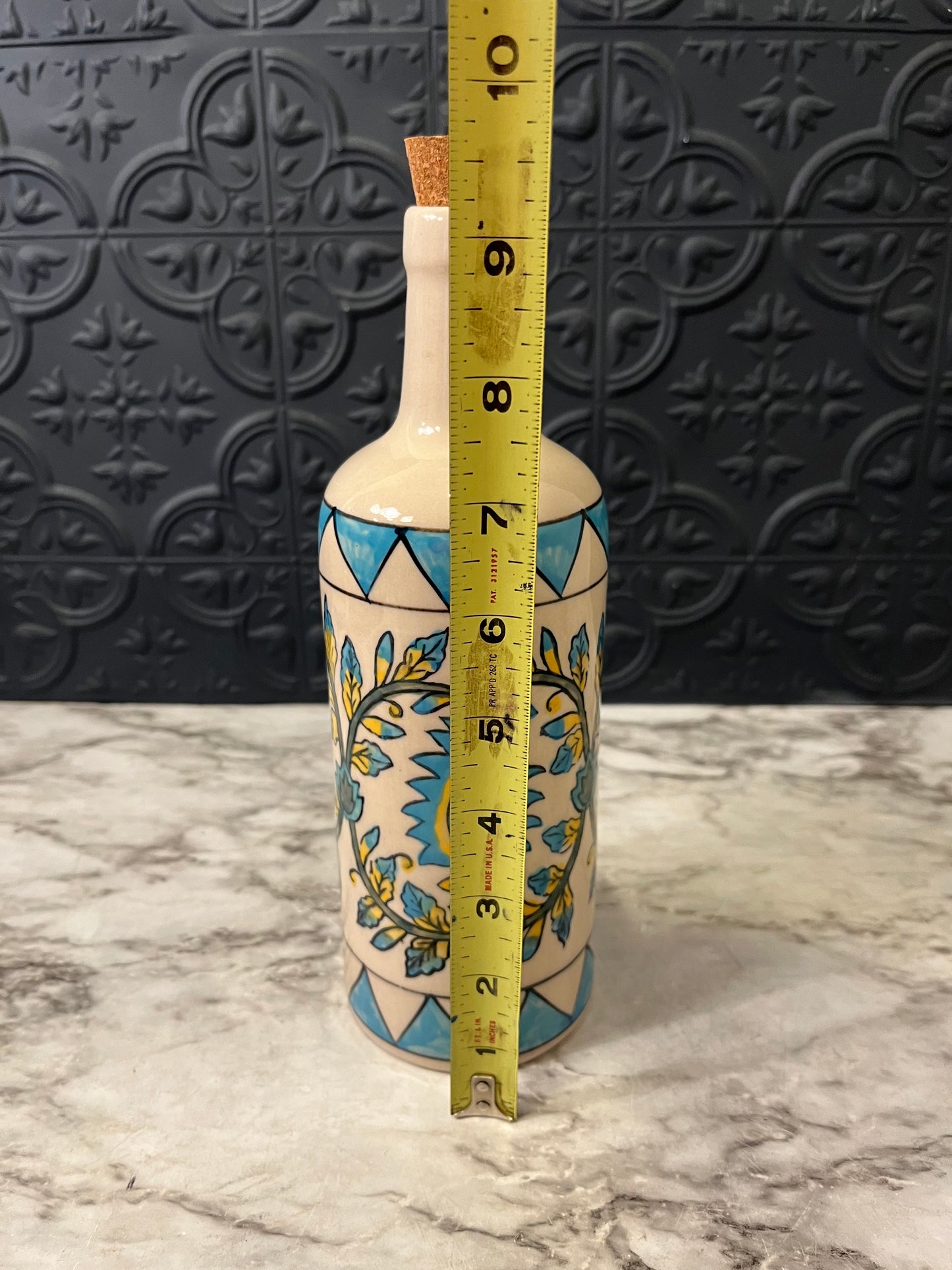 Teal and Yellow Bottle with Cork