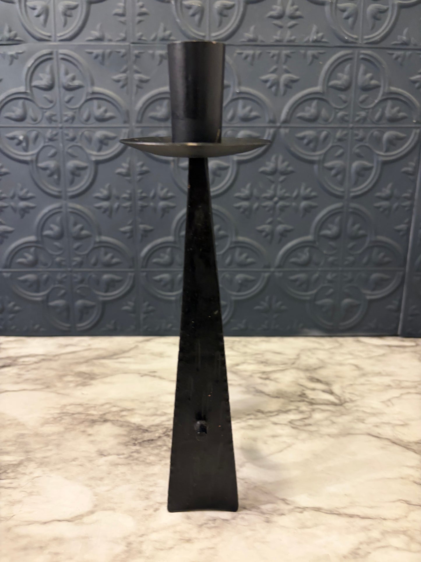 Brutalist Black Iron Dual Candle Holder