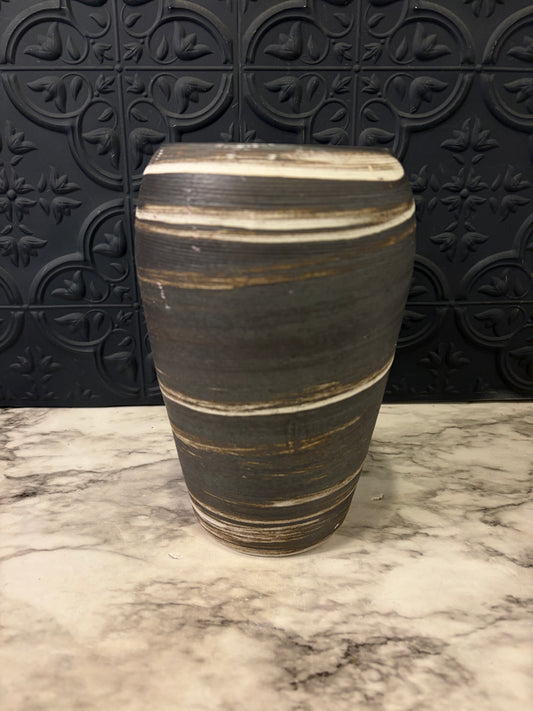 Brown and White Striated Vase