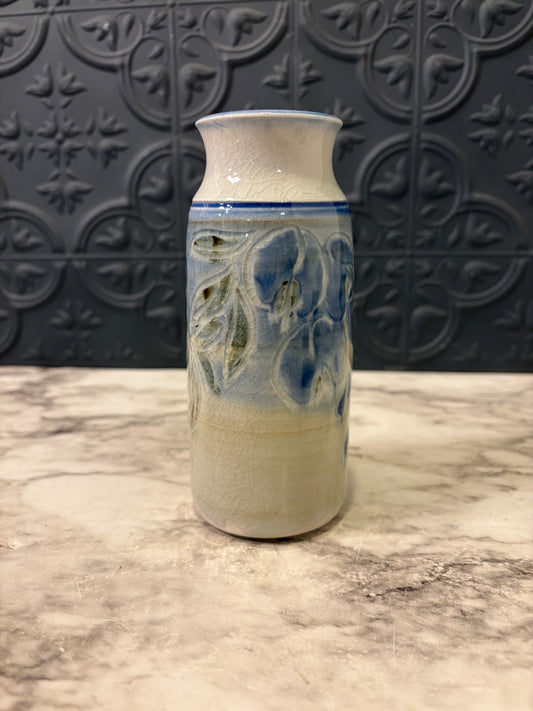 5.5 Stoneware Blue and Grey Bud Vase