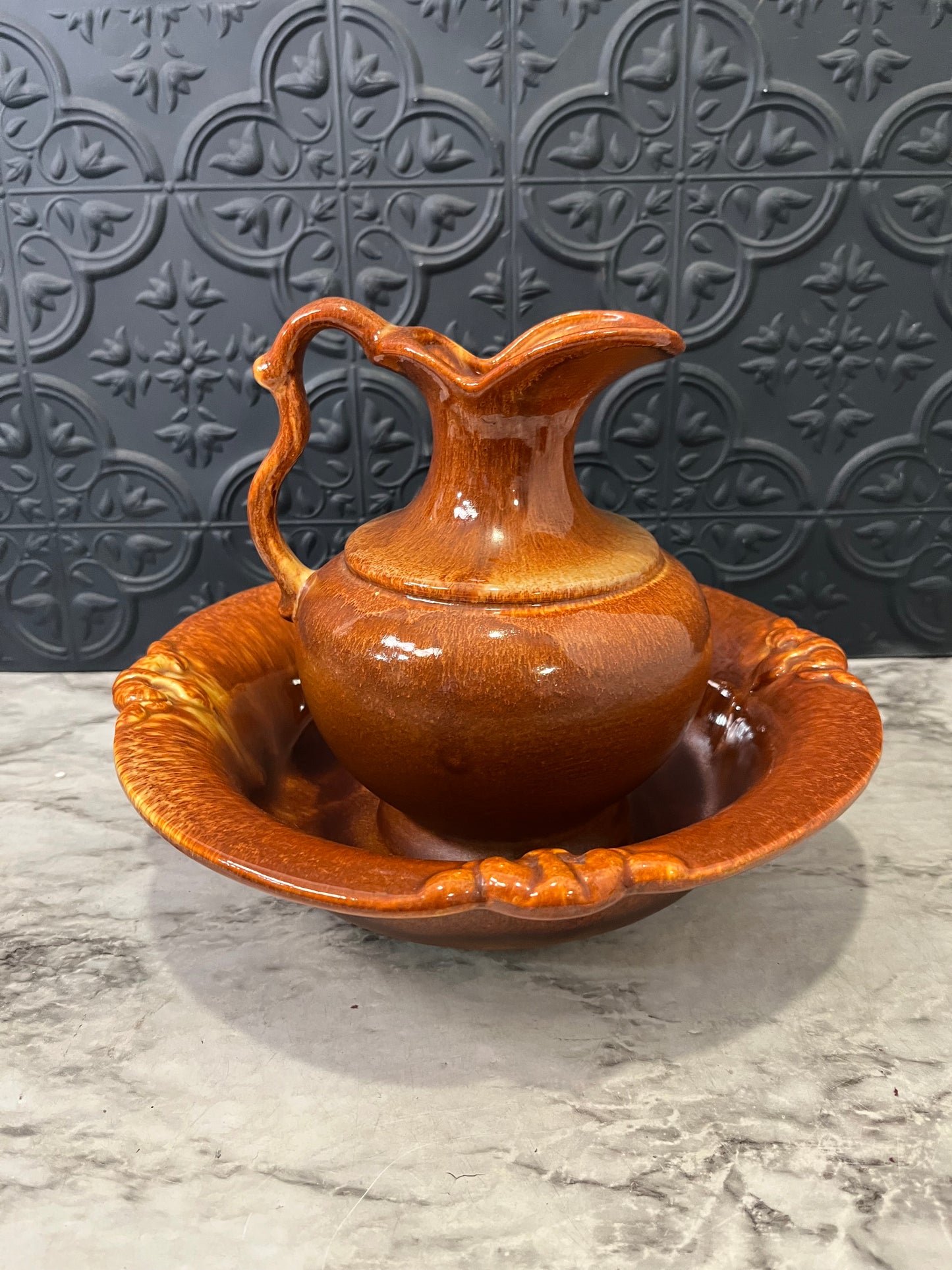 Haegar Rust Pitcher and Bowl