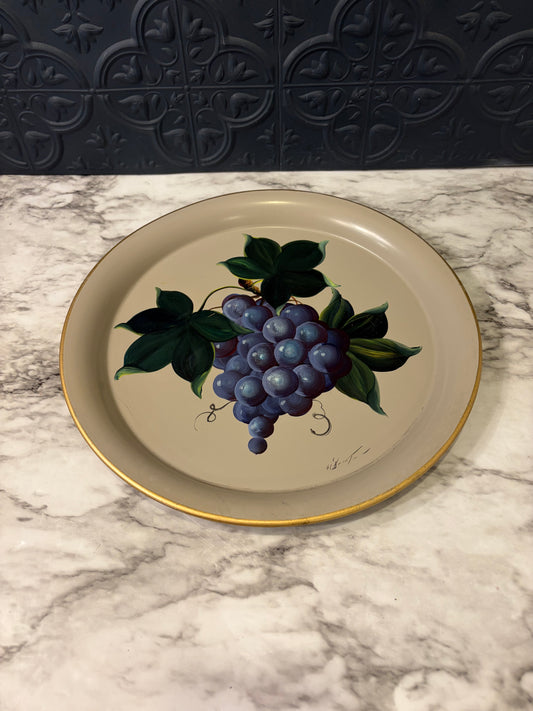 Hand Painted Tray with Grapes