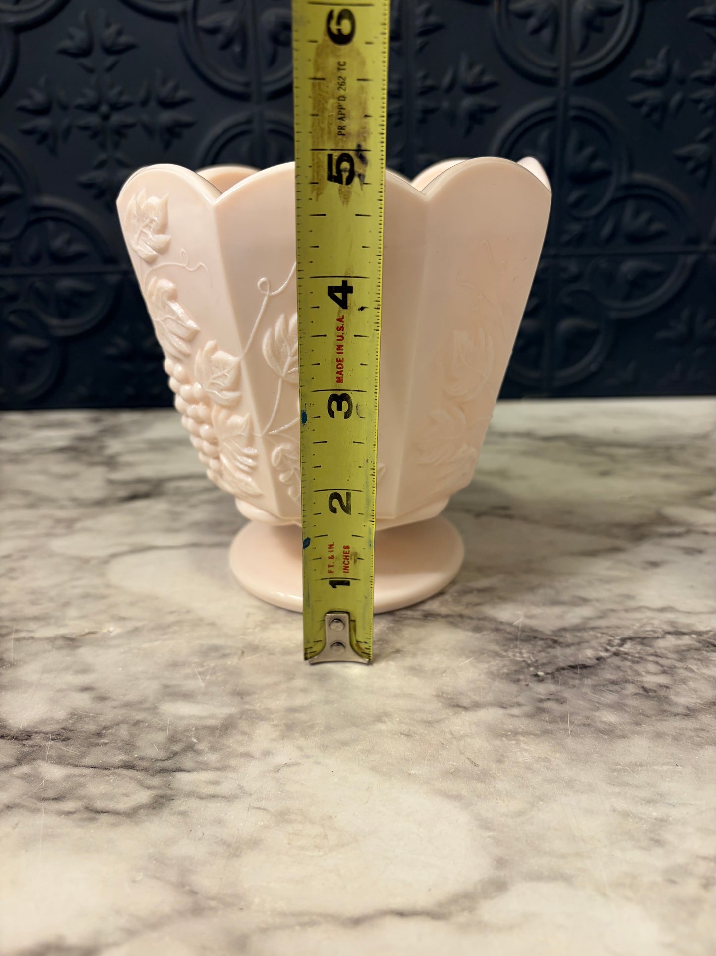 Napco Jeanette Pink Milk Glass Paneled Vase