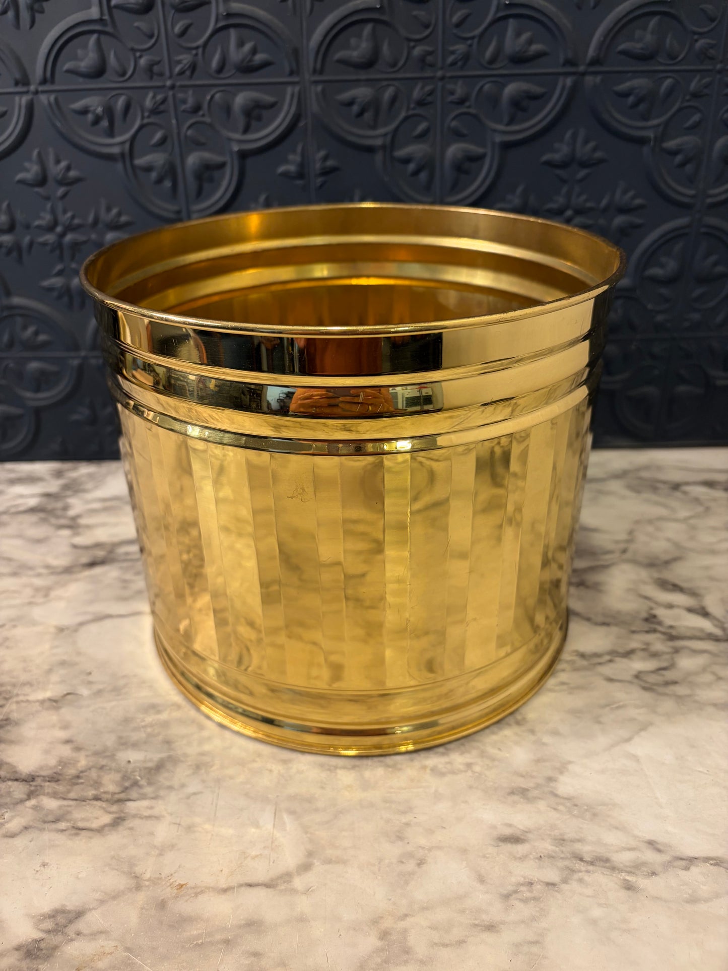 6.75" tall Brass Planter with 8"  opening