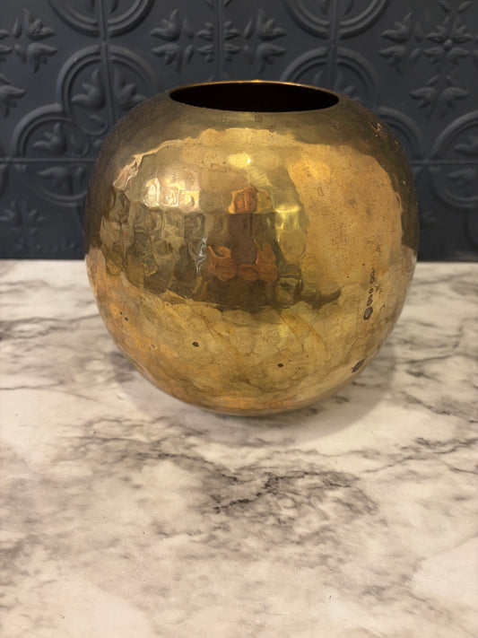 Round Brass Vase 6" H