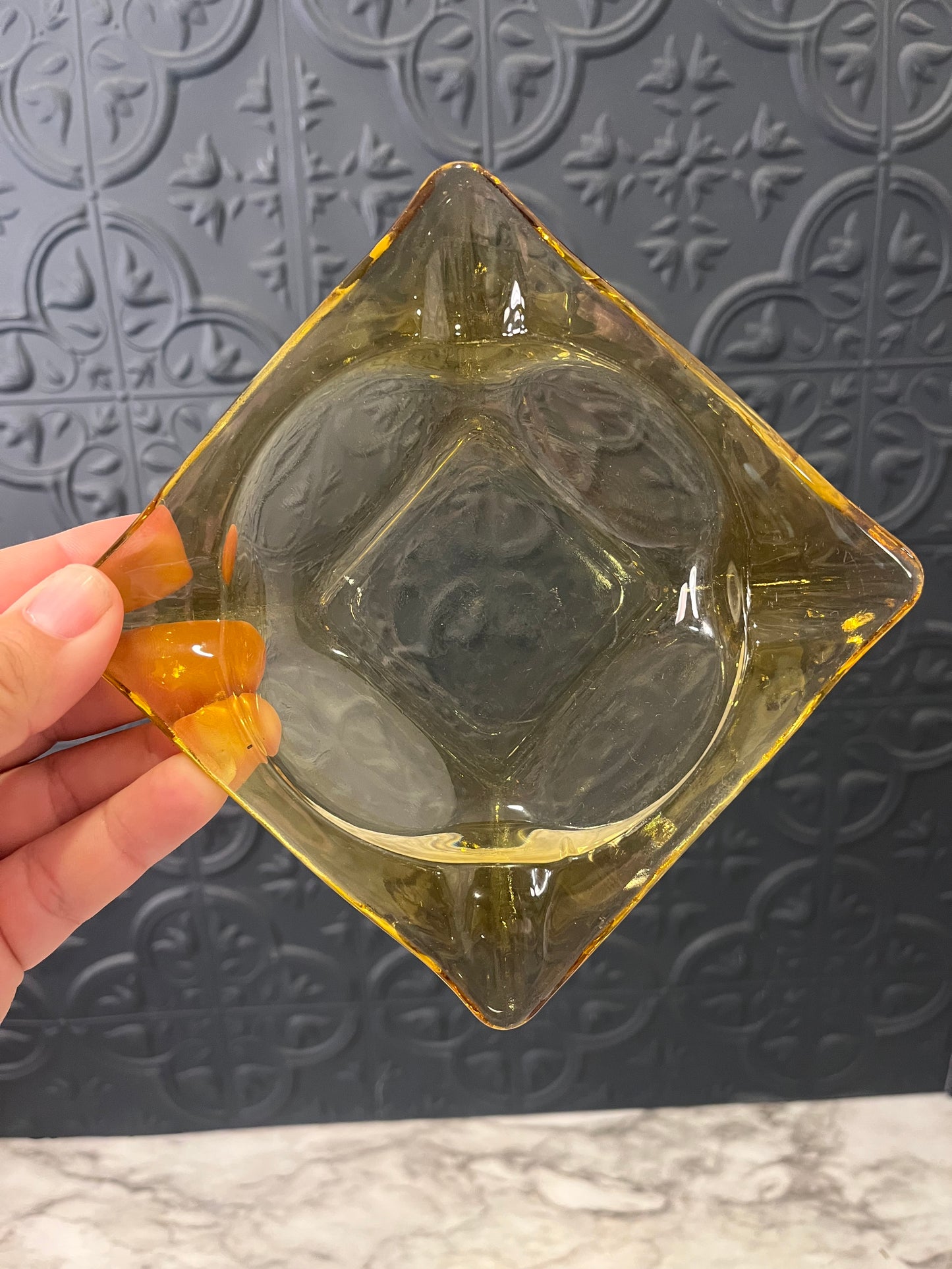 Anchor Hocking Amber Glass Square Ashtray
