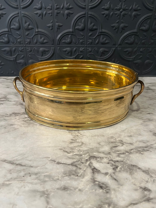 Oval Brass Pot with Handles 8.5