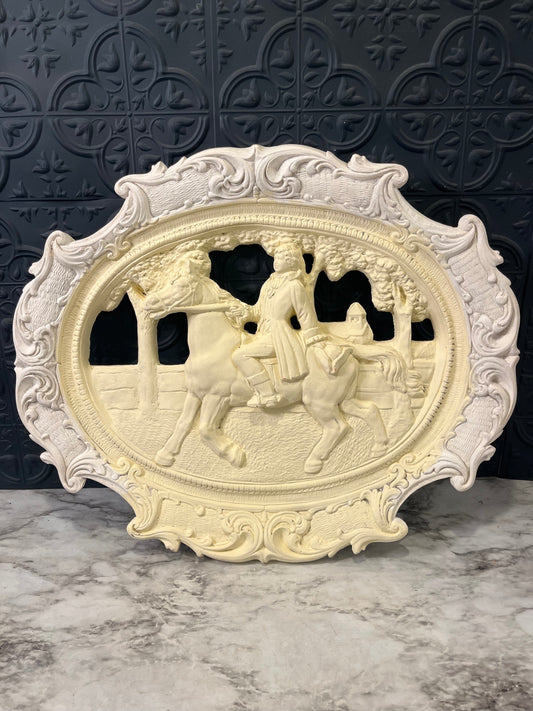 Plaster Wall Hanging of Figure on Horse