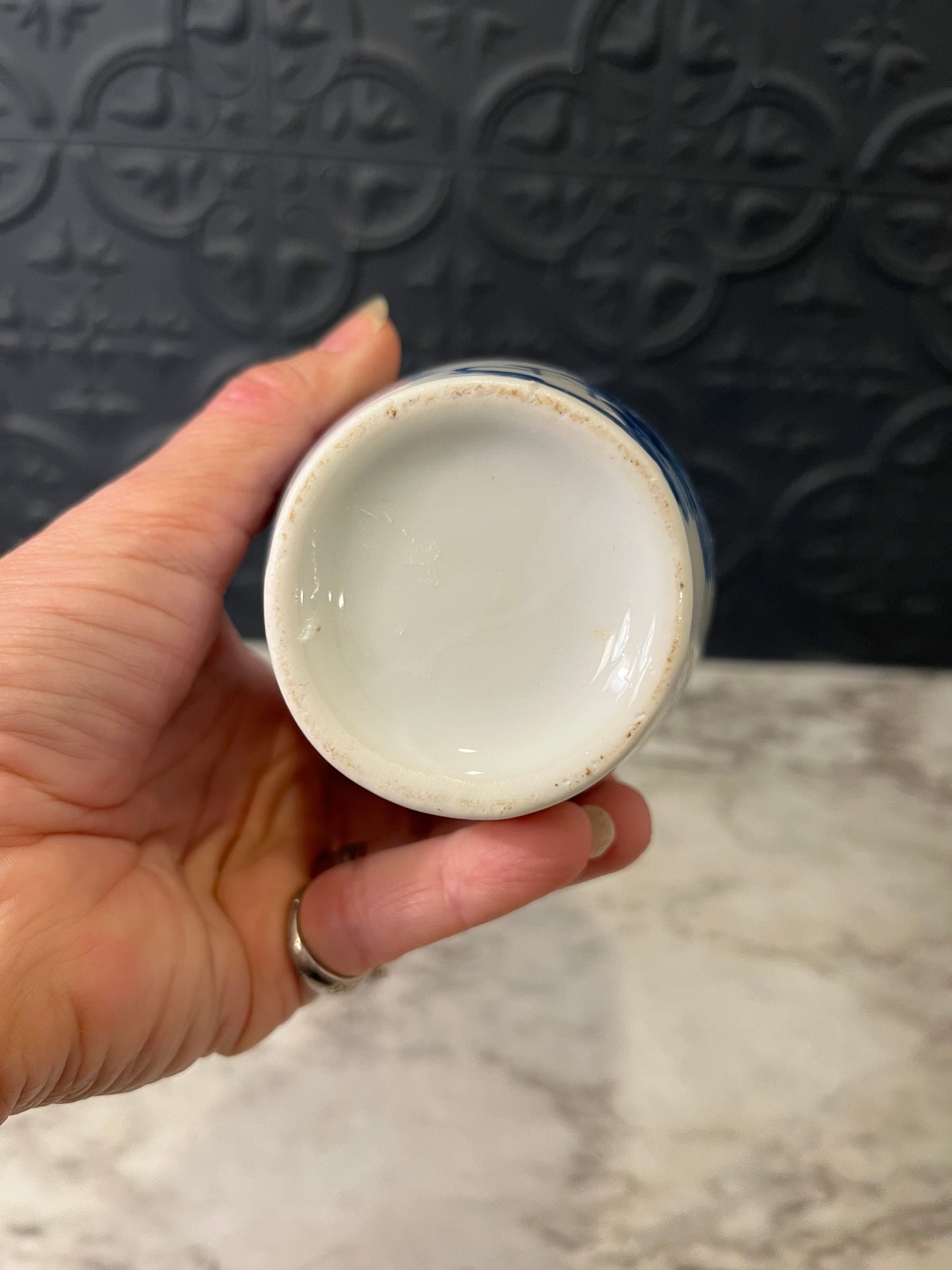 Small Blue and White Vase with Mountains