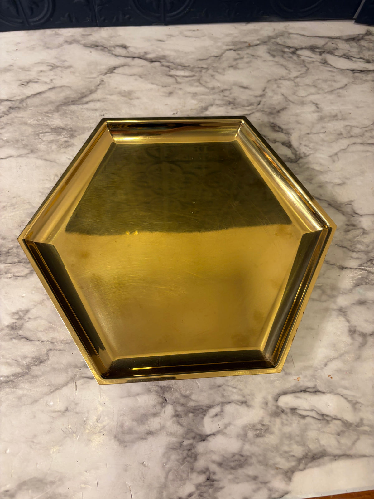 9.25 Brass Hexagon Tray