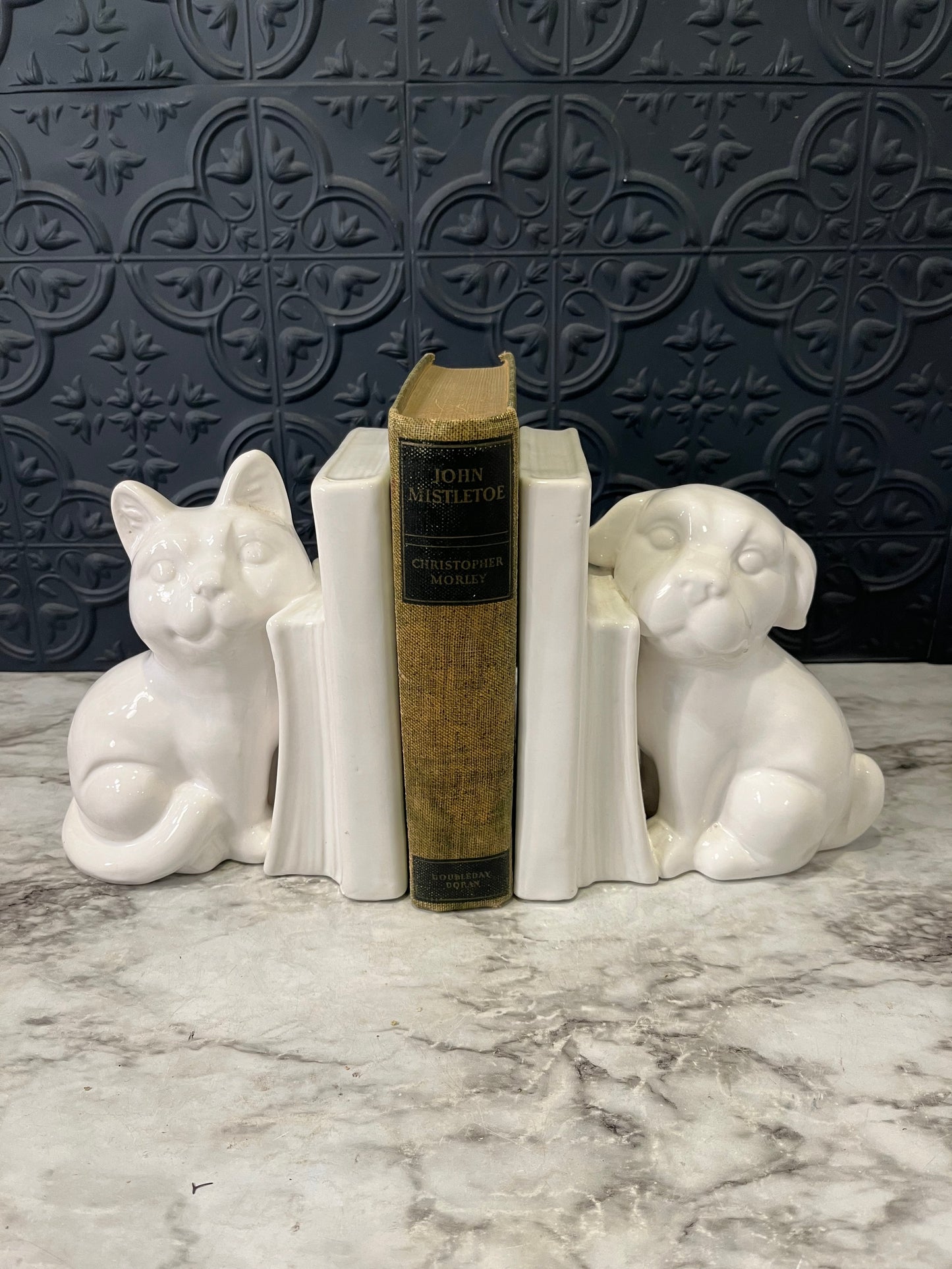 Vintage Dog and Cat Ceramic Bookends