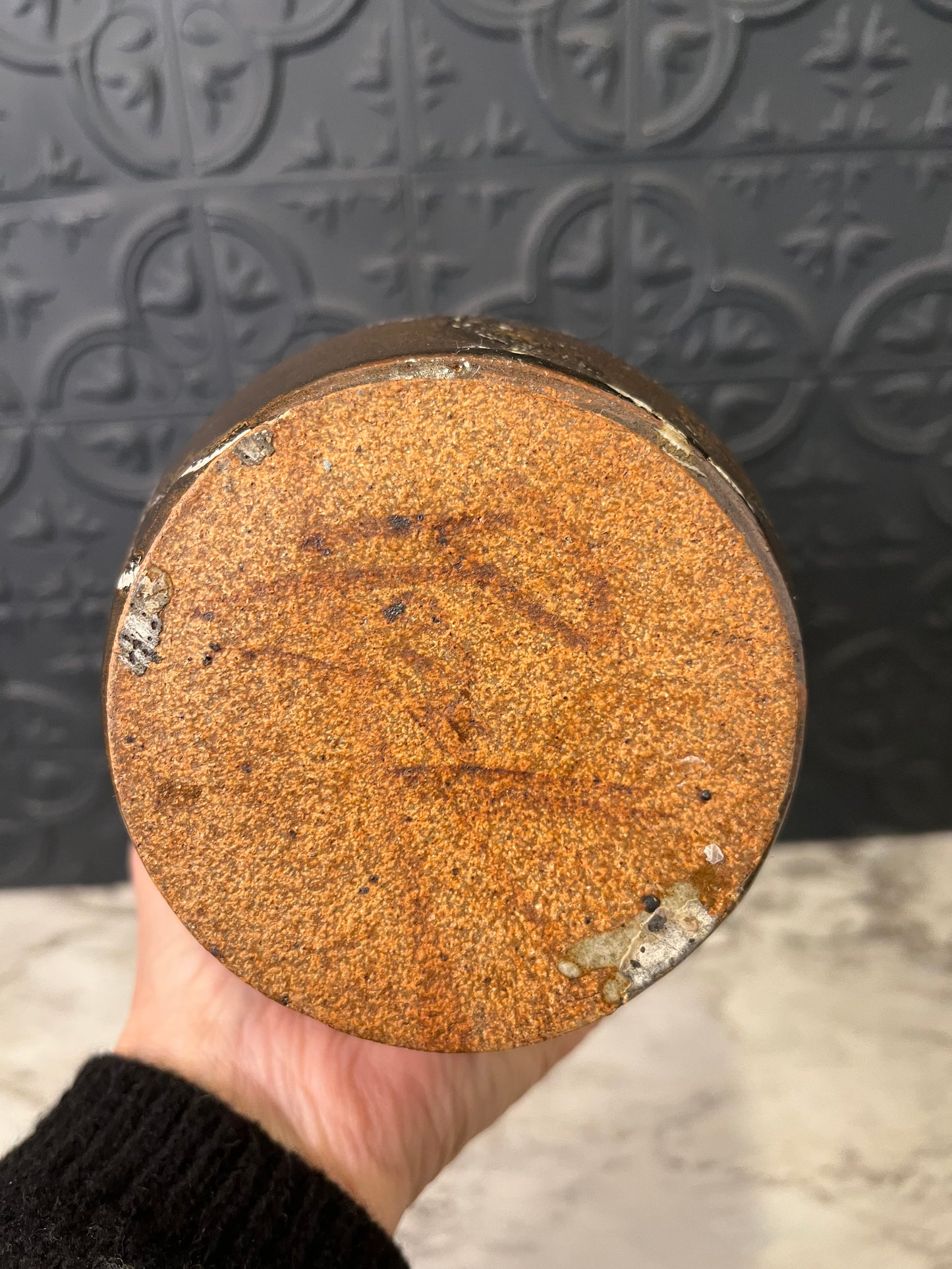 Studio Pottery Stoneware Vase with Volcanic Glaze