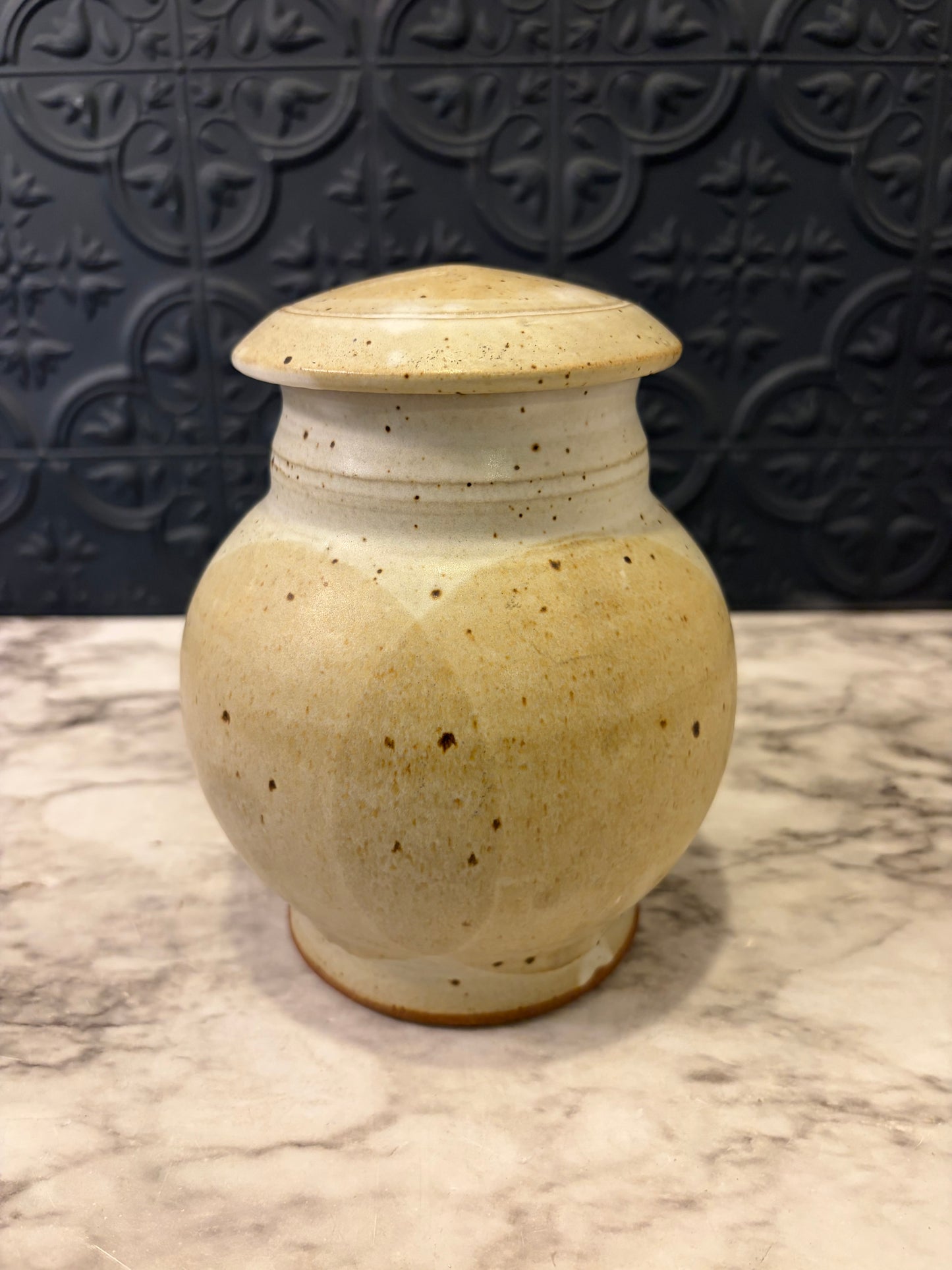 Stoneware Speckled Canister with Lid
