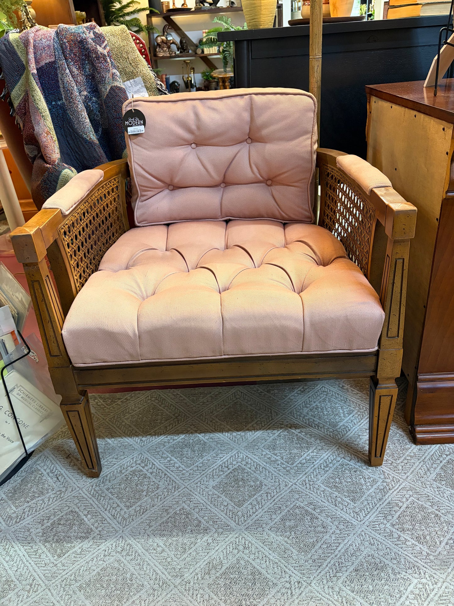 Pink Fabric Cane Chair