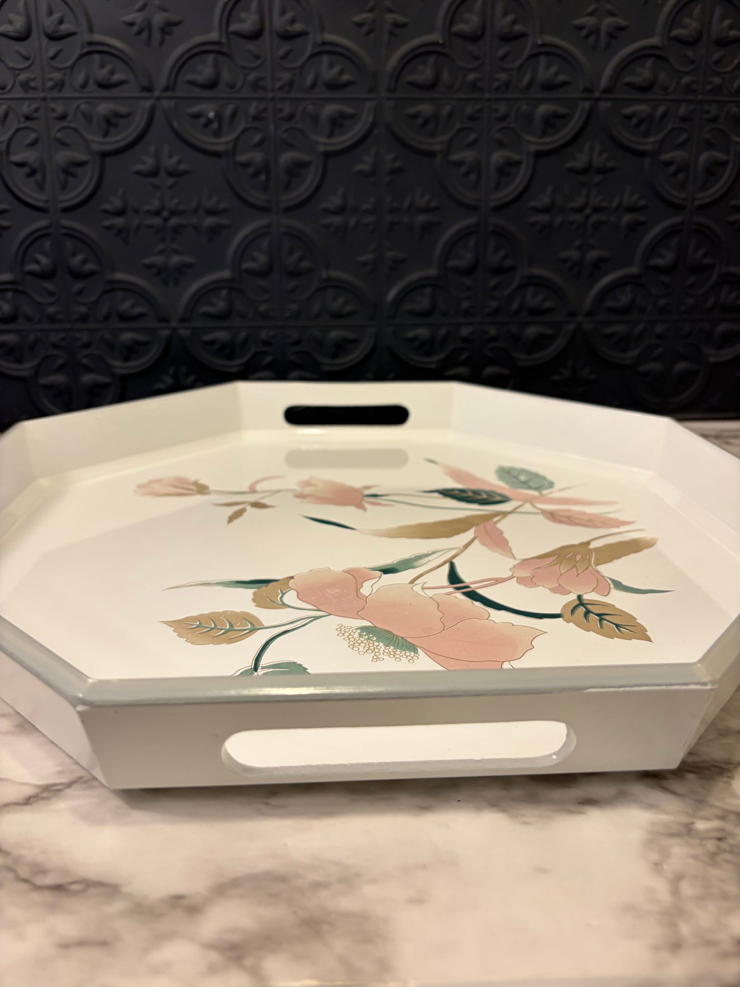 Mikasa Octagon Tray with Silk Flowers