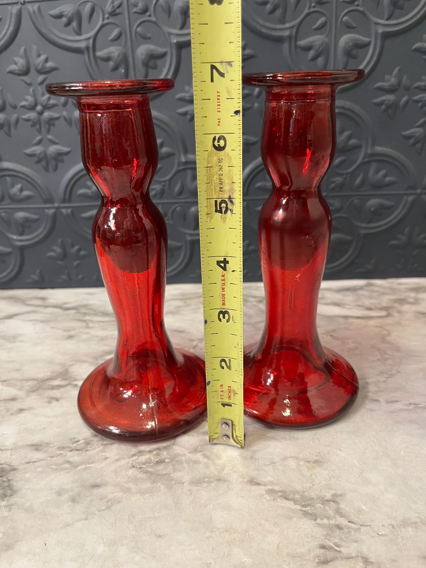 Set of Red Candle Holders