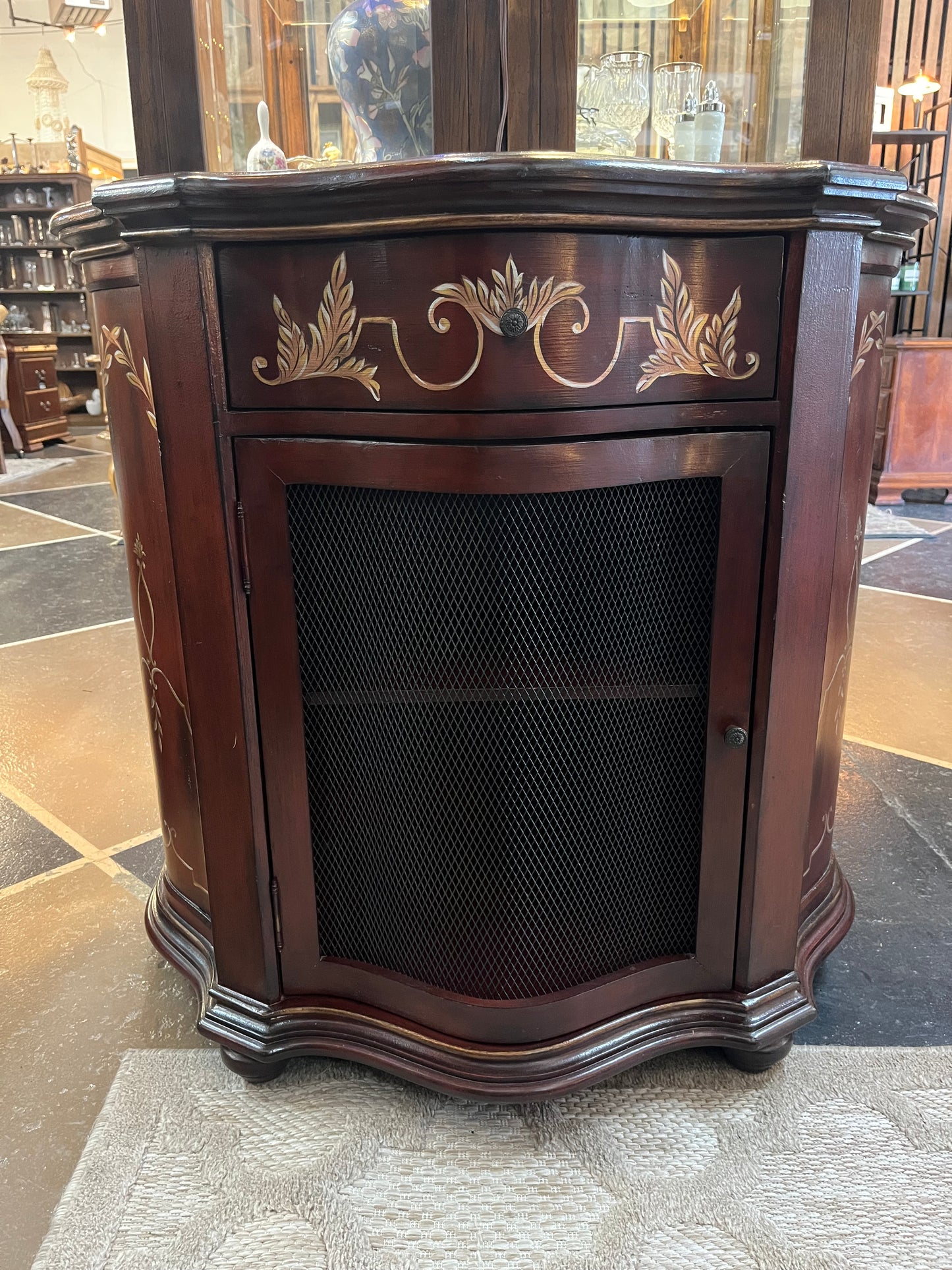Bassett Red cabinet with Mesh Door