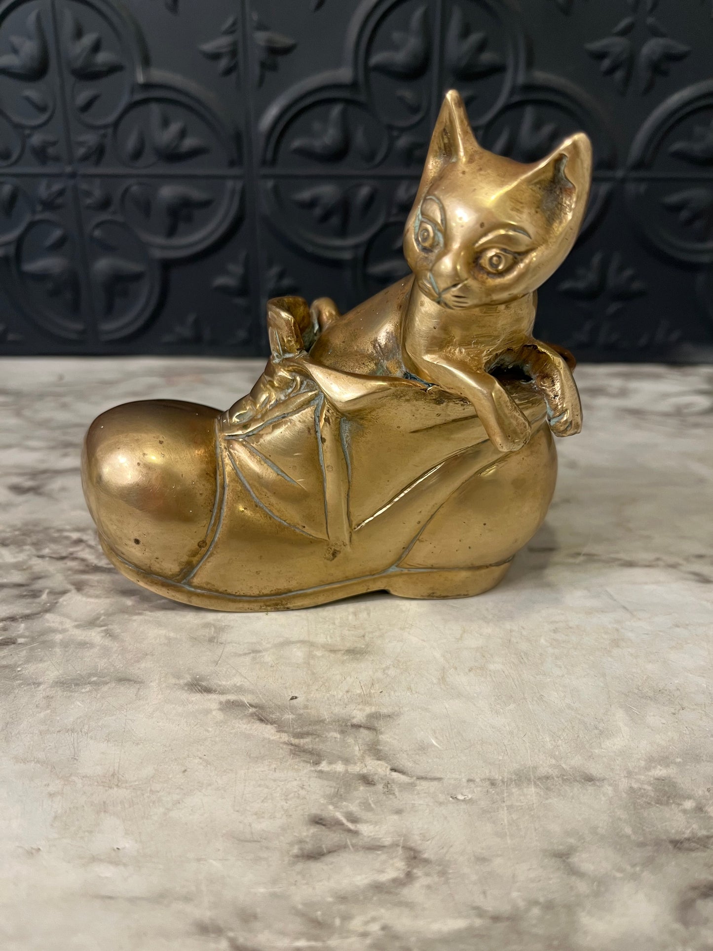 Brass Cat in Boot