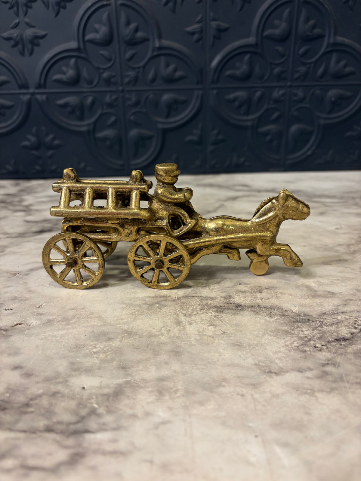 Brass Horse and Carriage with ladder