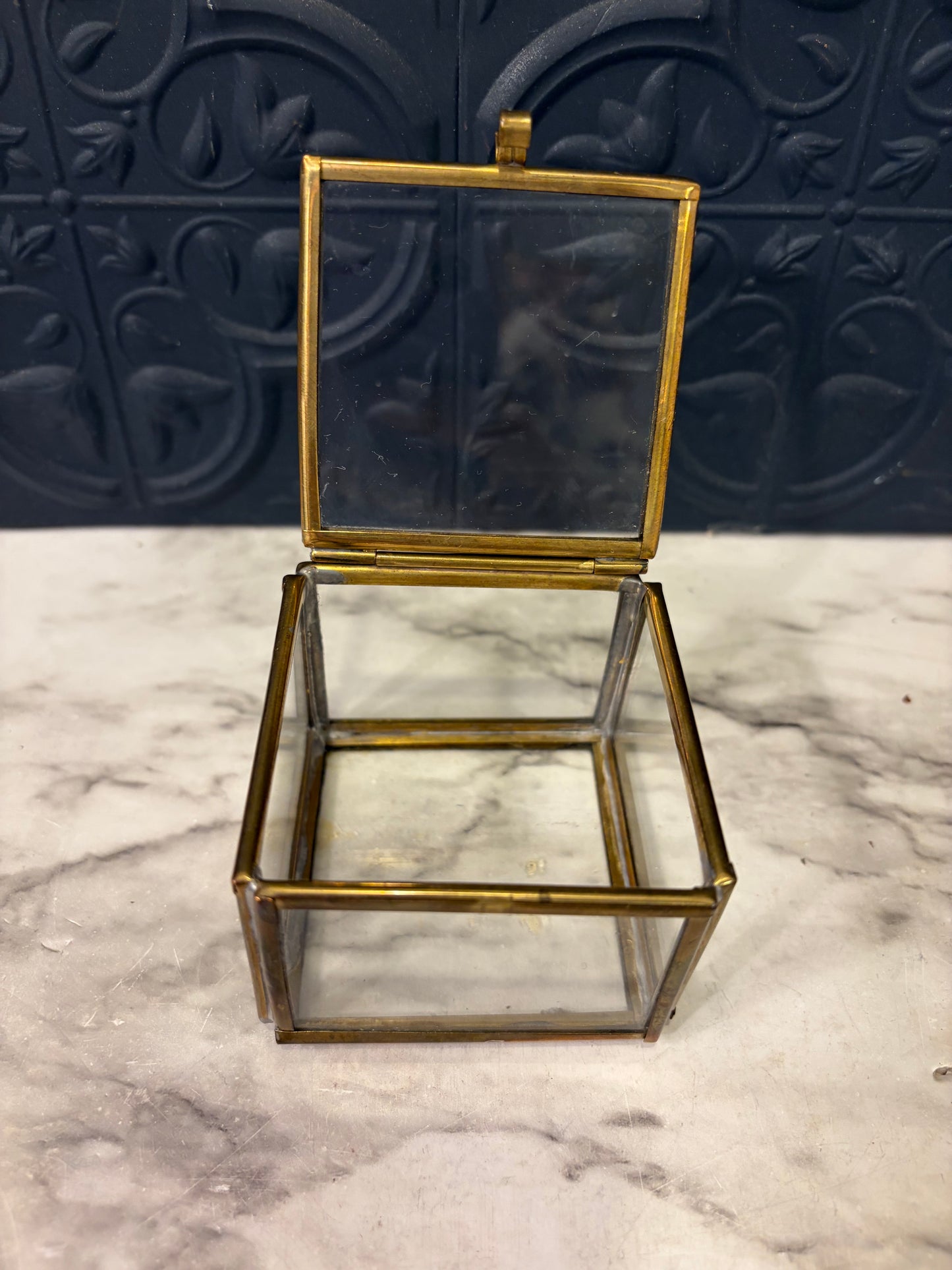 Glass and Brass Box 2.5" Square
