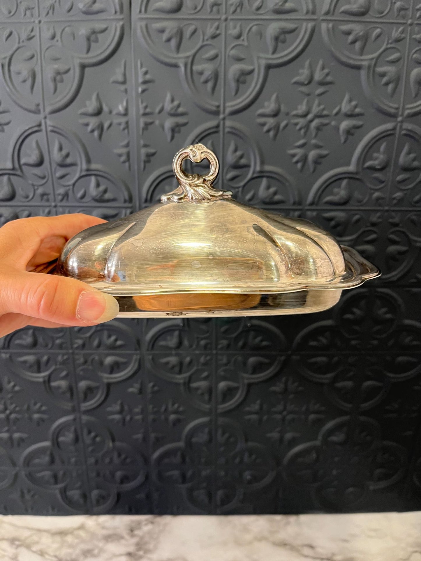 Silver Plate Butter Dish with Lid