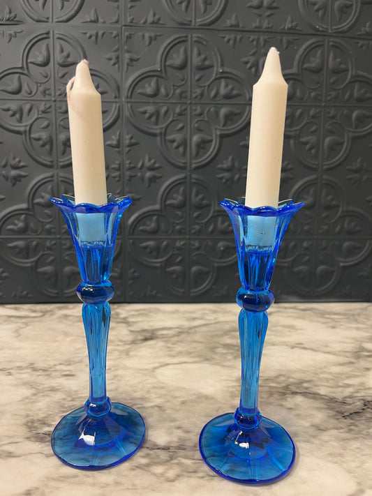 Blue Glass Candle holders