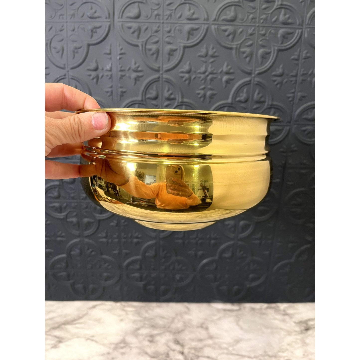 Shallow Brass Bowl Planter