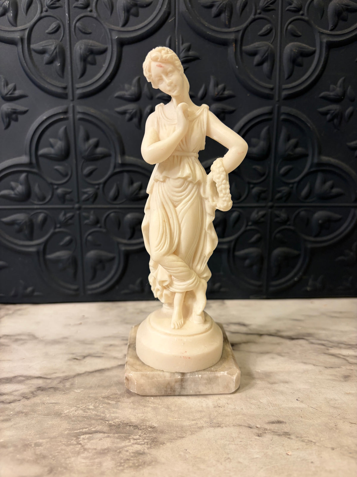 Resin Sculpture of Roman Woman on Marble Base