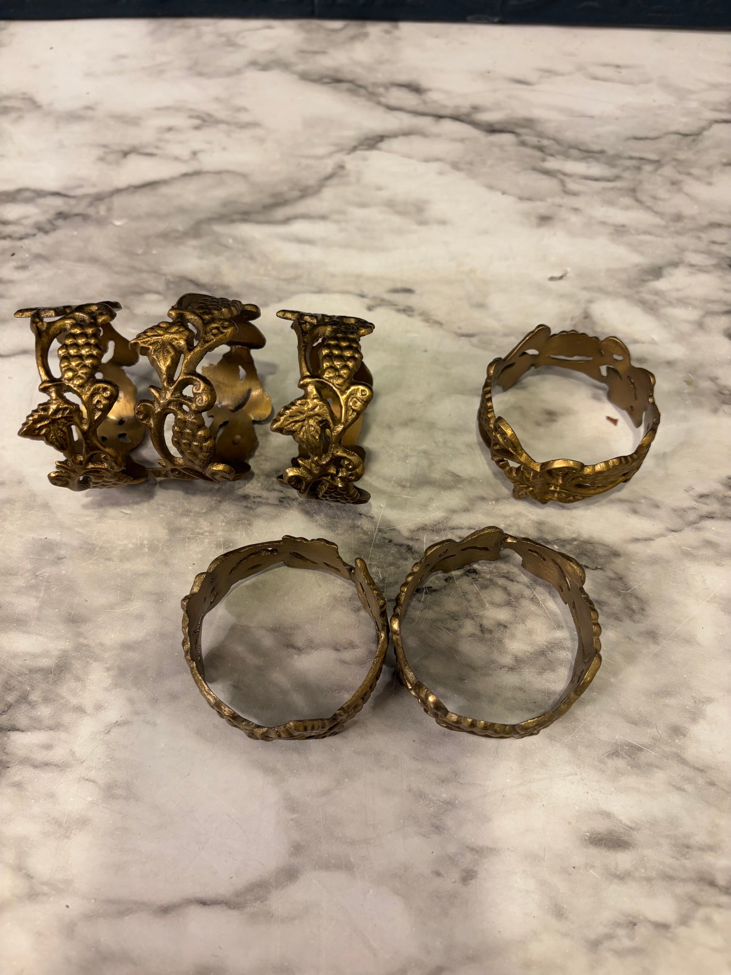 Vintage Grape Leaf Napkin Ring set of 6