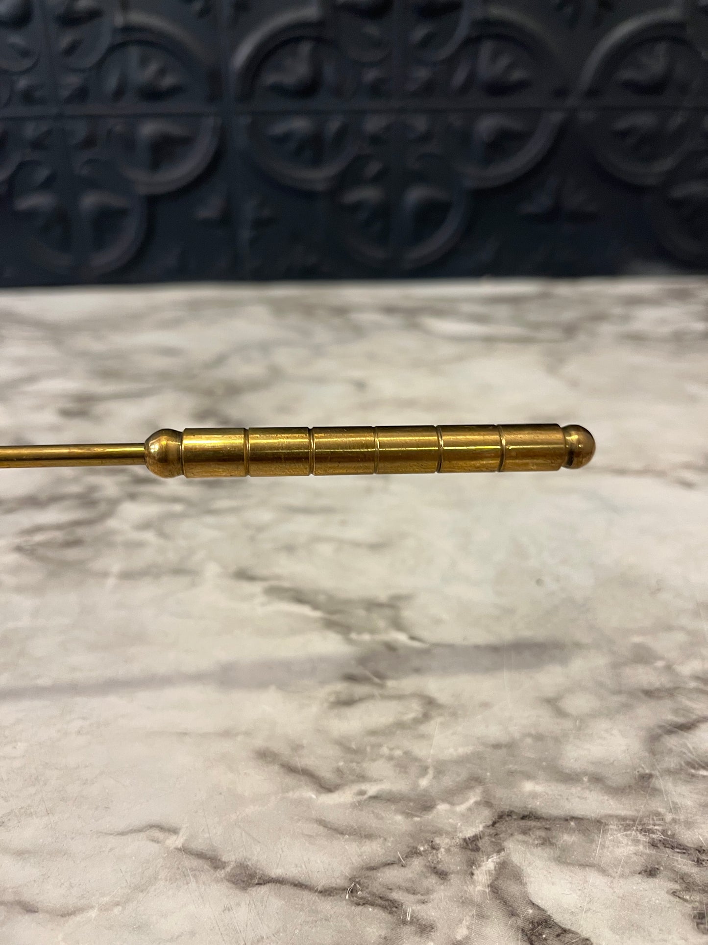 Brass Small Cone Snuffer with Faux Bamboo Handle