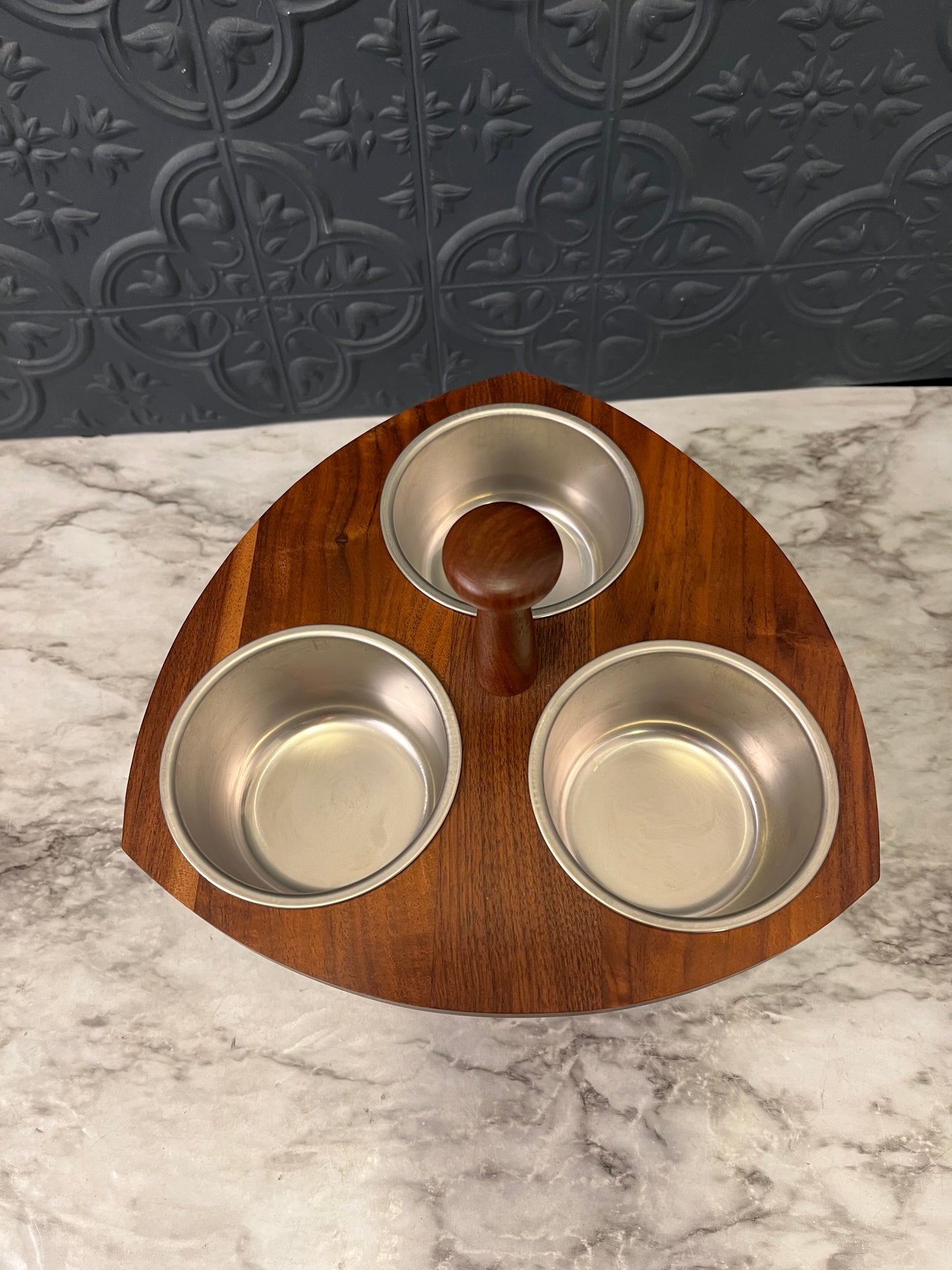 Mid Century Walnut Condiment server