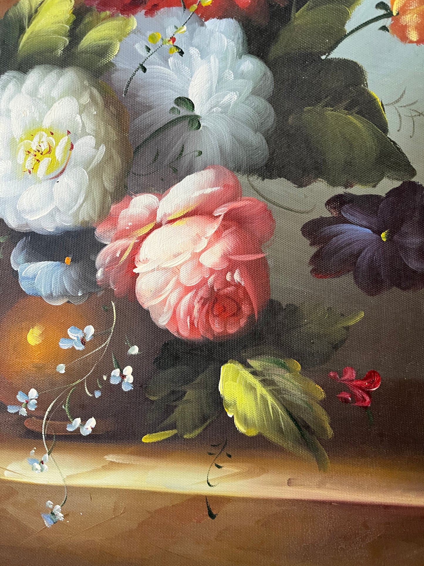 Pink and Blue floral still life painting