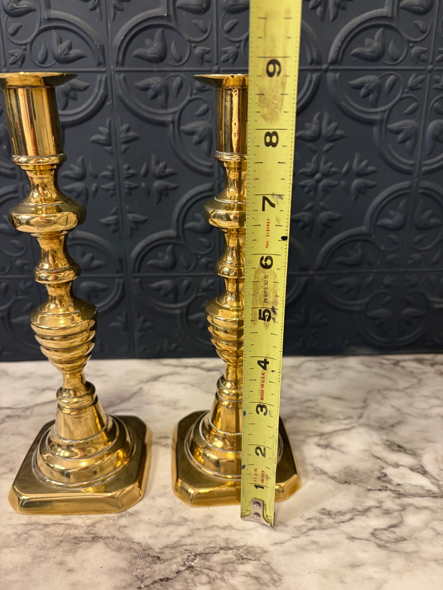 Brass Candle Stick  Set of 2 8.75