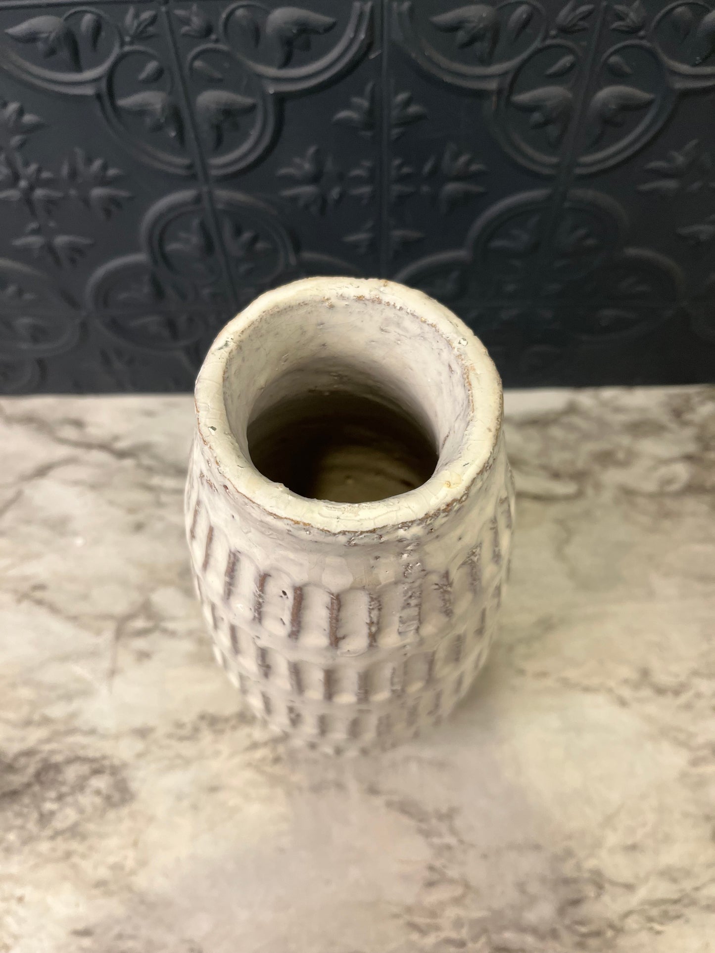 White Glazed Earthenware Vase