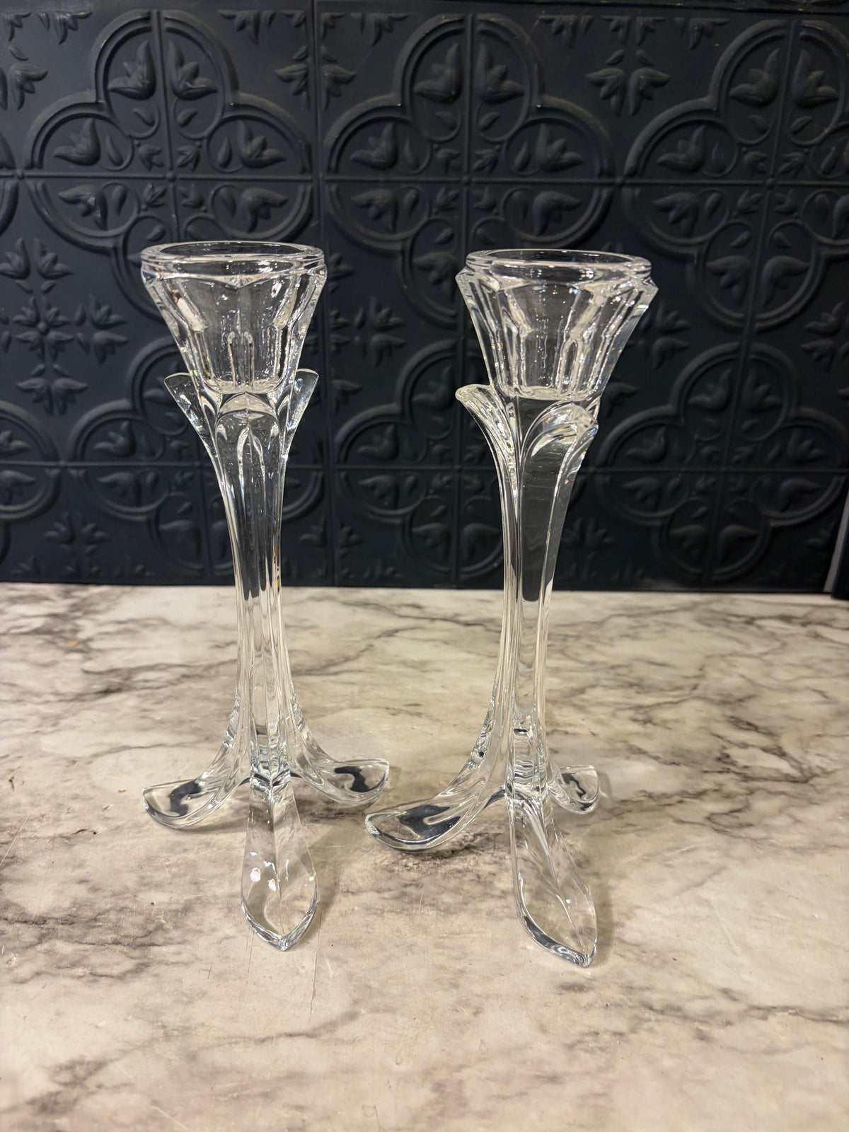 Cristal D'Arques Lead Crystal Candlesticks x2