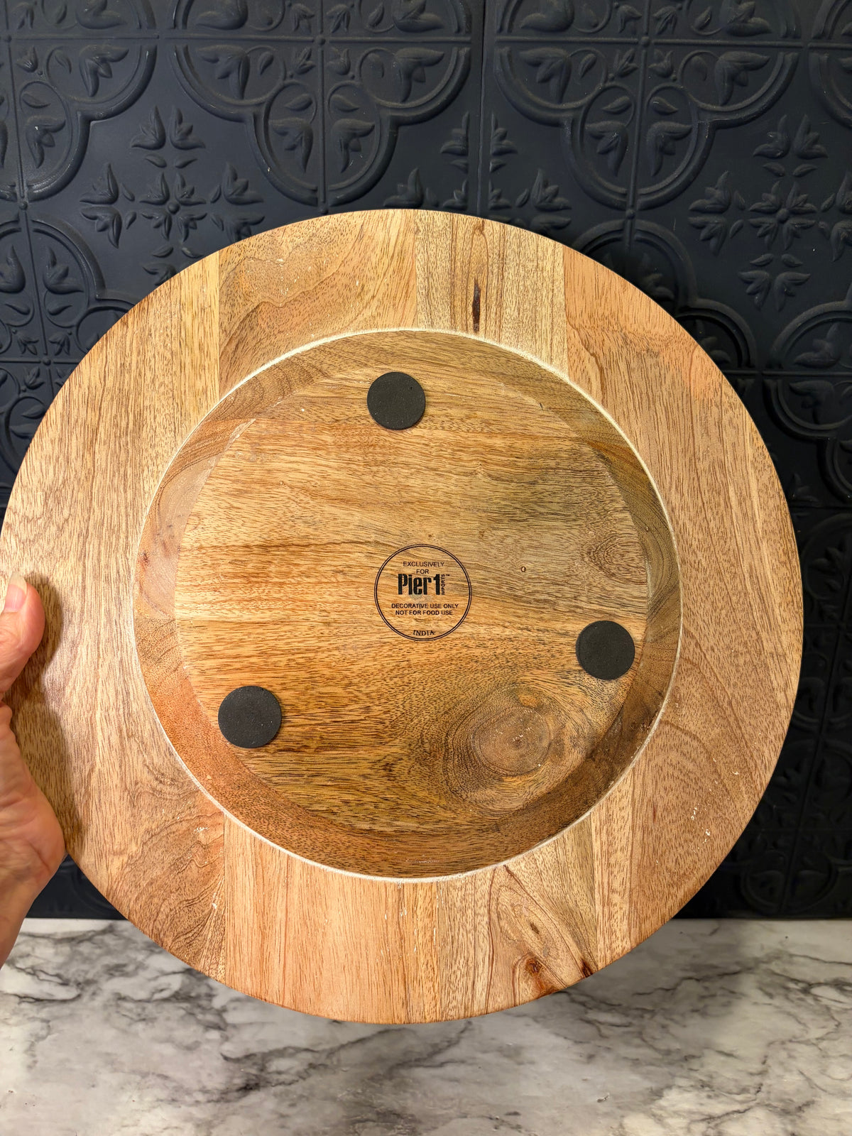 Hand Carved Platter with Whitewash Finish Pier One