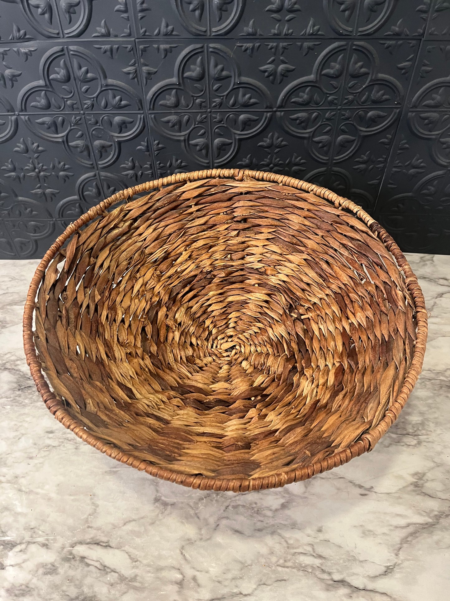 Woven Wicker Pedestal Bowl